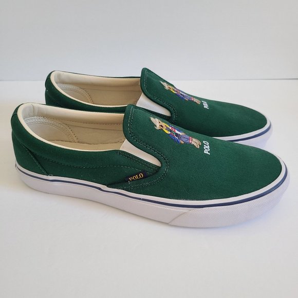 NEW Polo Ralph Lauren Bear Keaton Slip On Shoes Size 9.5 Green - Picture 3 of 7